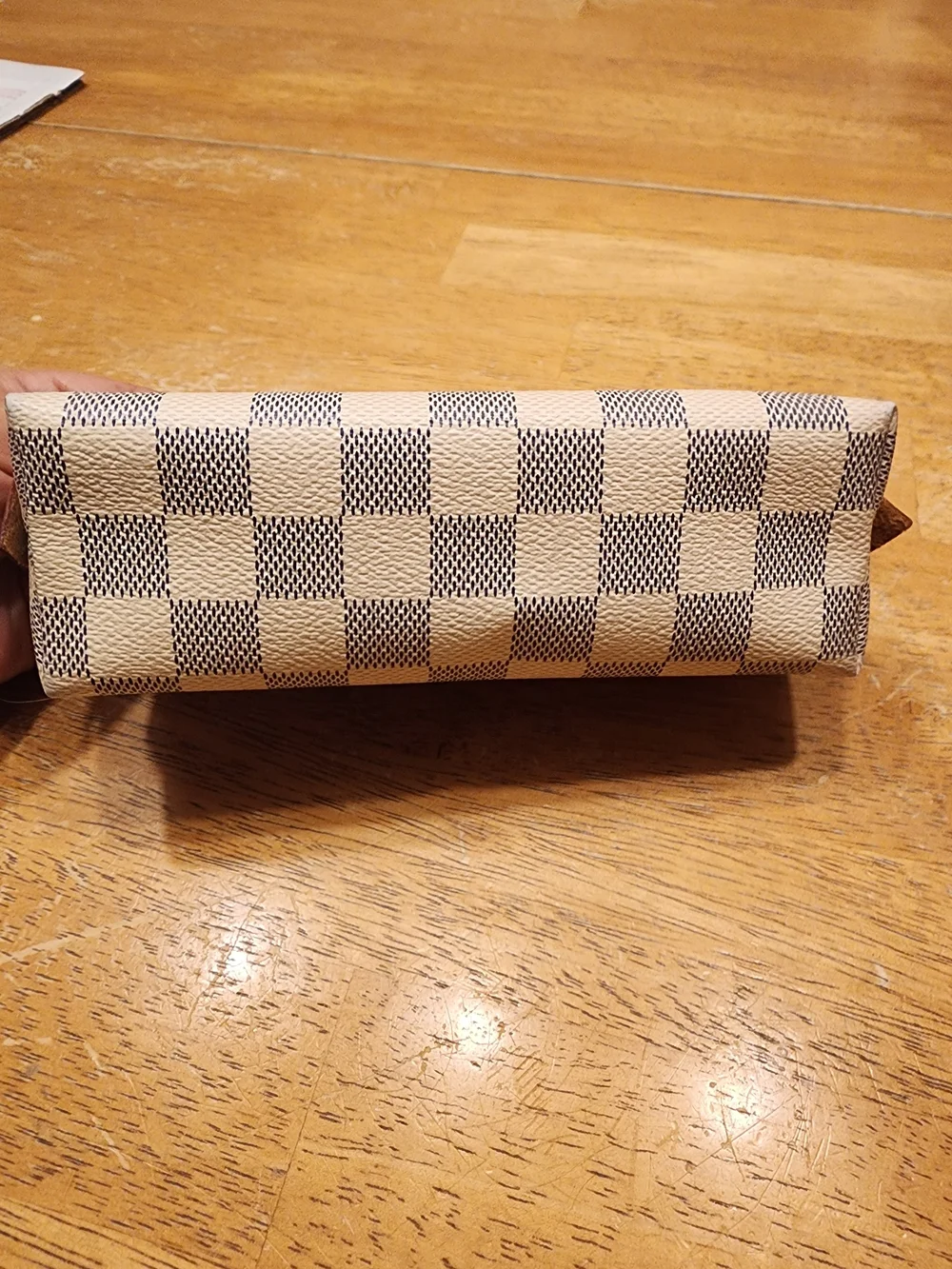 Louis Vuitton Damier Azur Small Zip Cosmetic Pouch in Cream & Light Blue